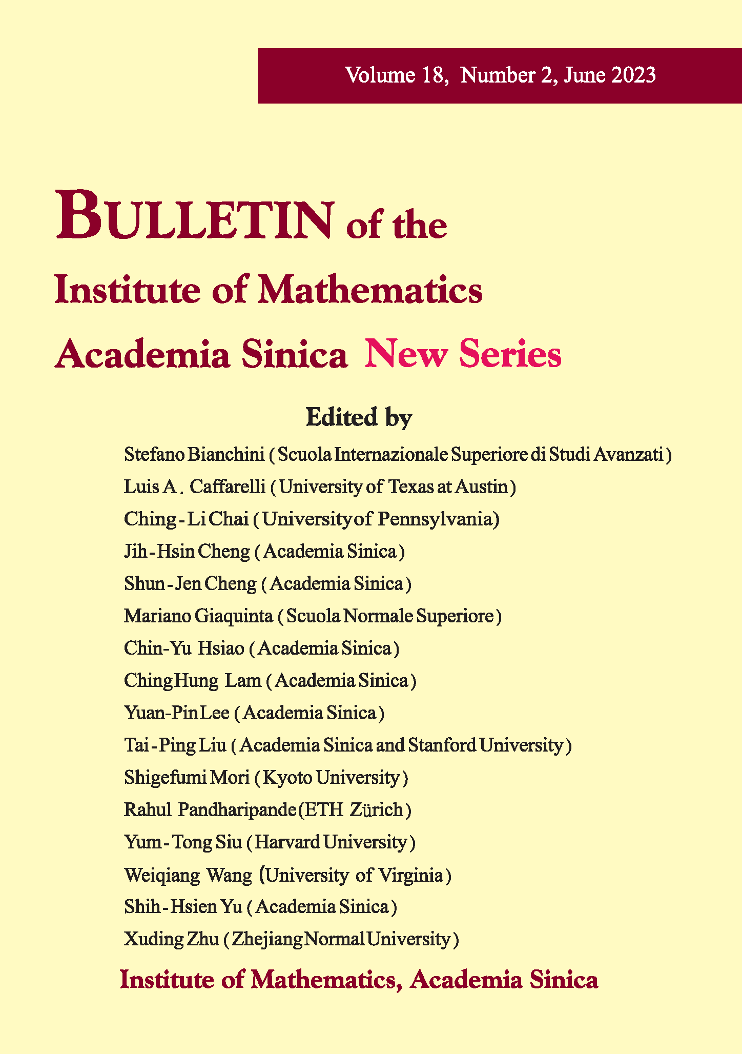 《Bulletin of the Institute of Mathematics Academia Sinica New Series》 Volume 18 Number 2
